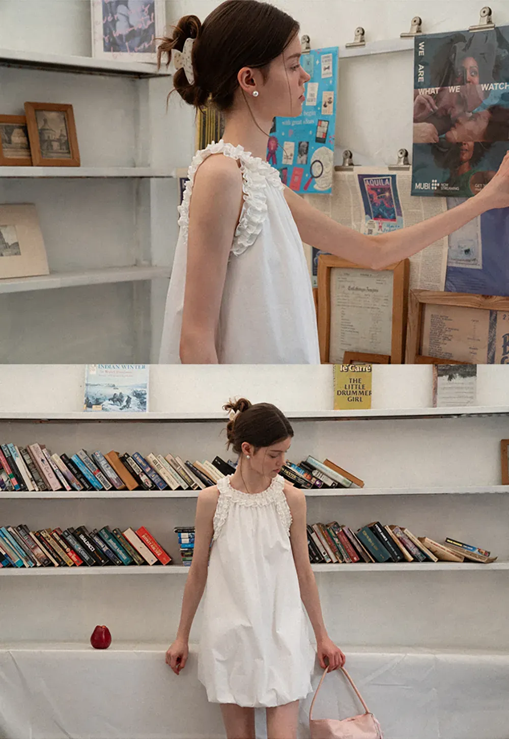 Ruffle Trim Sleeveless A Line Dress