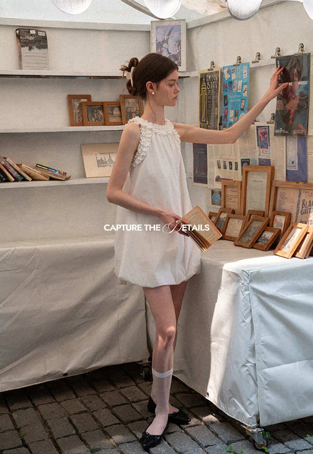 Ruffle Trim Sleeveless A Line Dress
