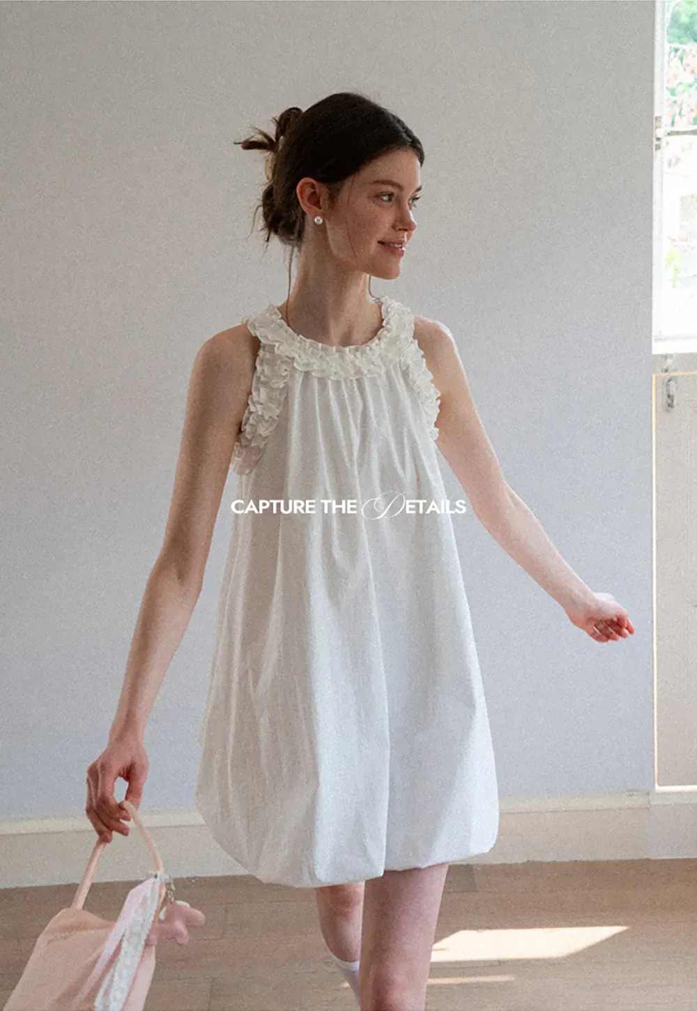 Ruffle Trim Sleeveless A Line Dress