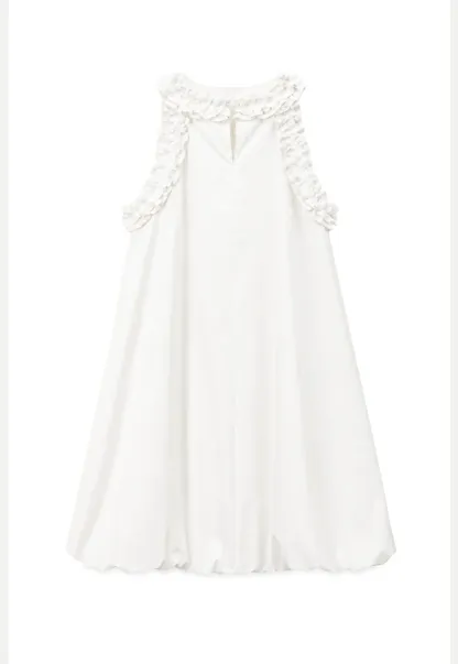 Ruffle Trim Sleeveless A Line Dress