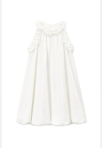 Ruffle Trim Sleeveless A Line Dress