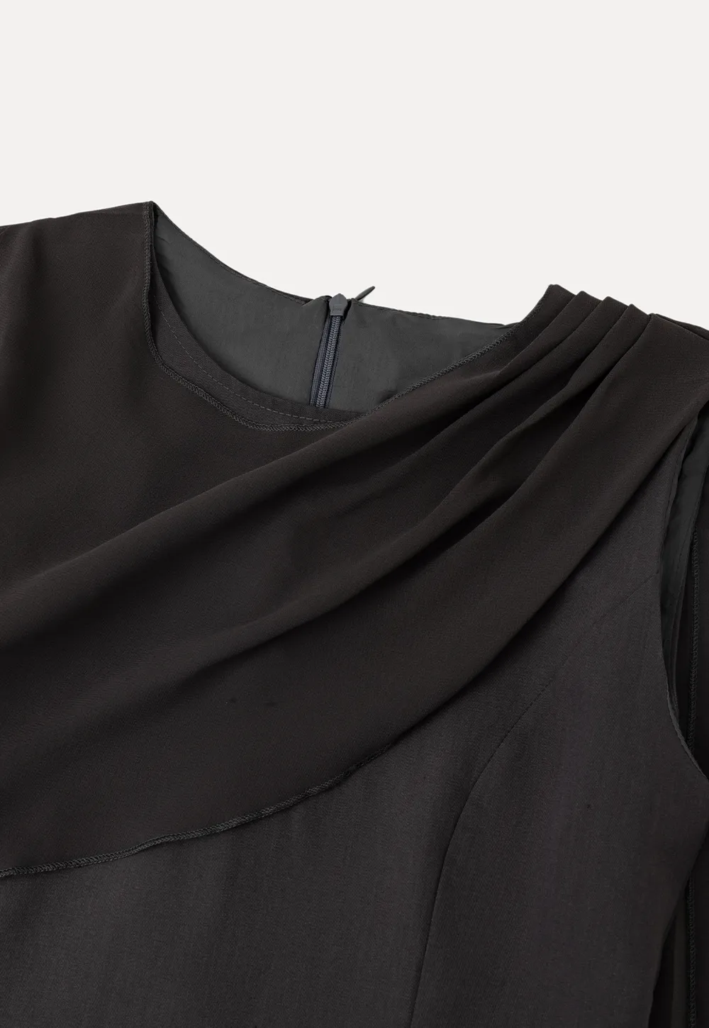 Asymmetrical Draped Sleeve Mini Dress