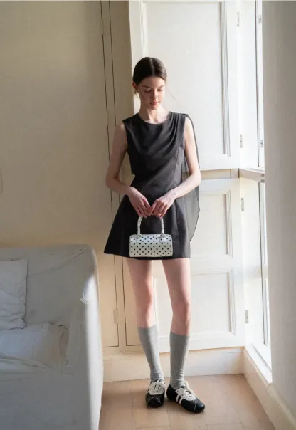 Asymmetrical Draped Sleeve Mini Dress