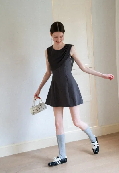 Asymmetrical Draped Sleeve Mini Dress