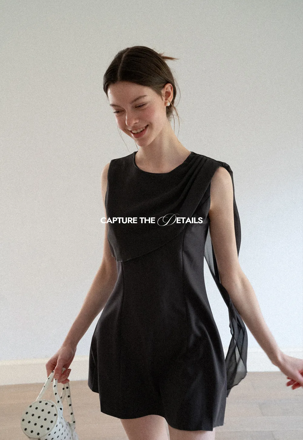 Asymmetrical Draped Sleeve Mini Dress