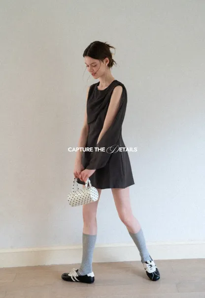 Asymmetrical Draped Sleeve Mini Dress