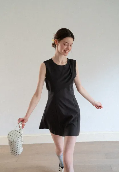 Asymmetrical Draped Sleeve Mini Dress