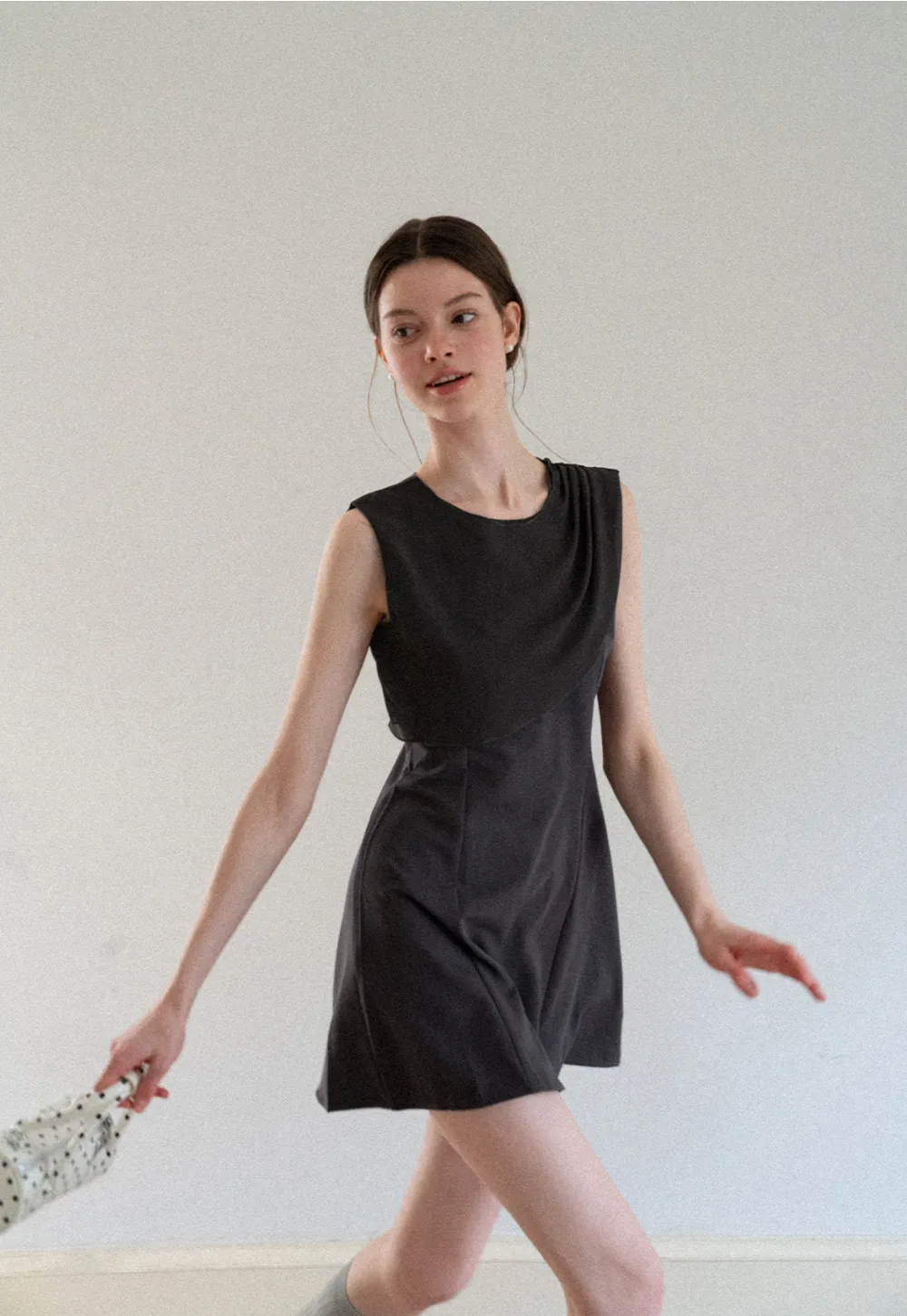 Asymmetrical Draped Sleeve Mini Dress