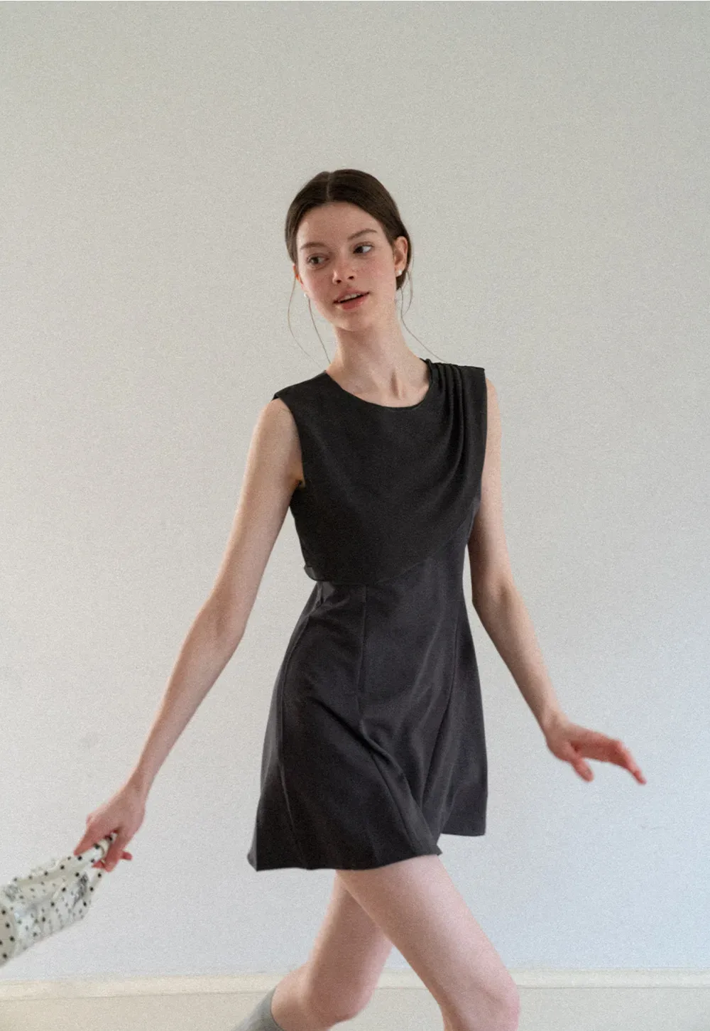 Asymmetrical Draped Sleeve Mini Dress