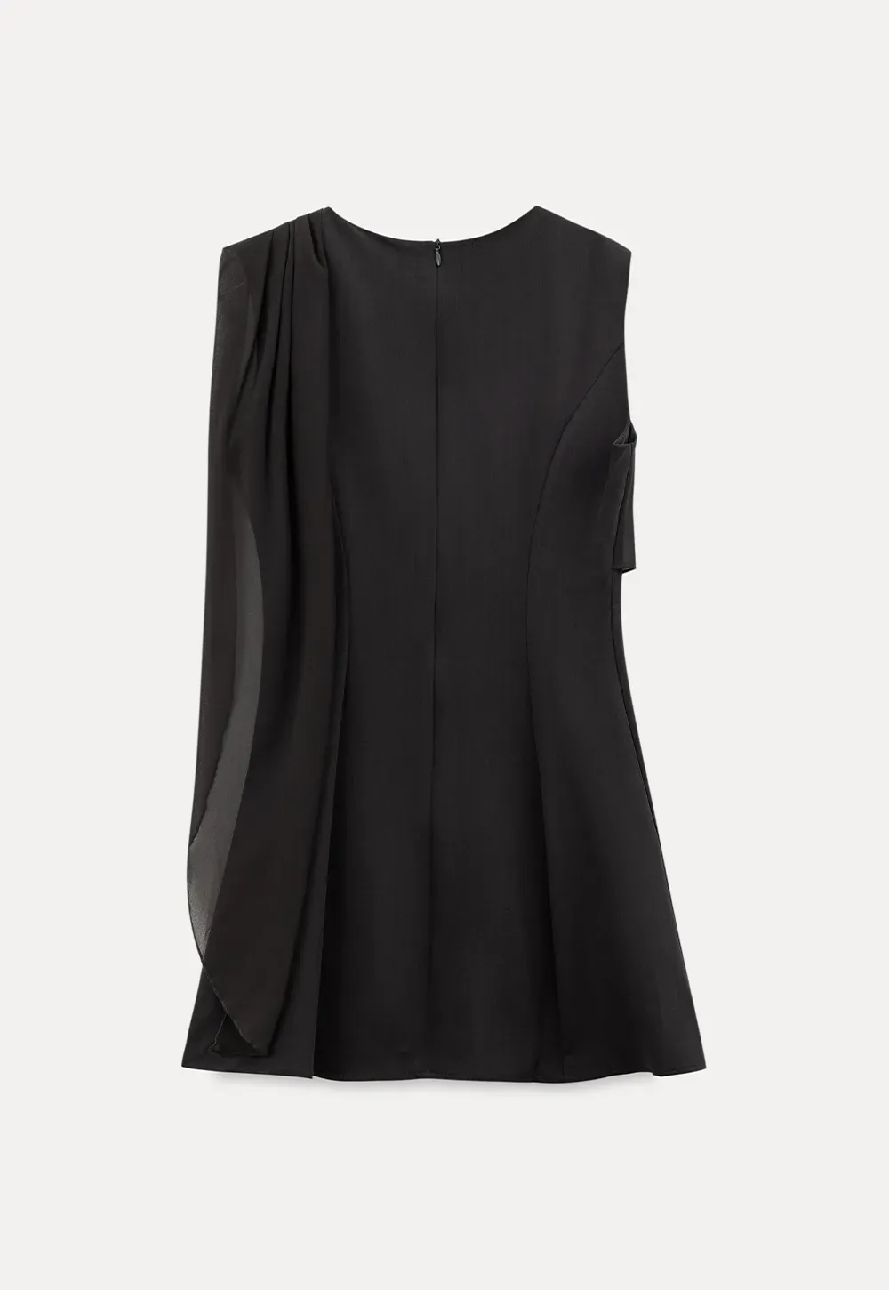 Asymmetrical Draped Sleeve Mini Dress