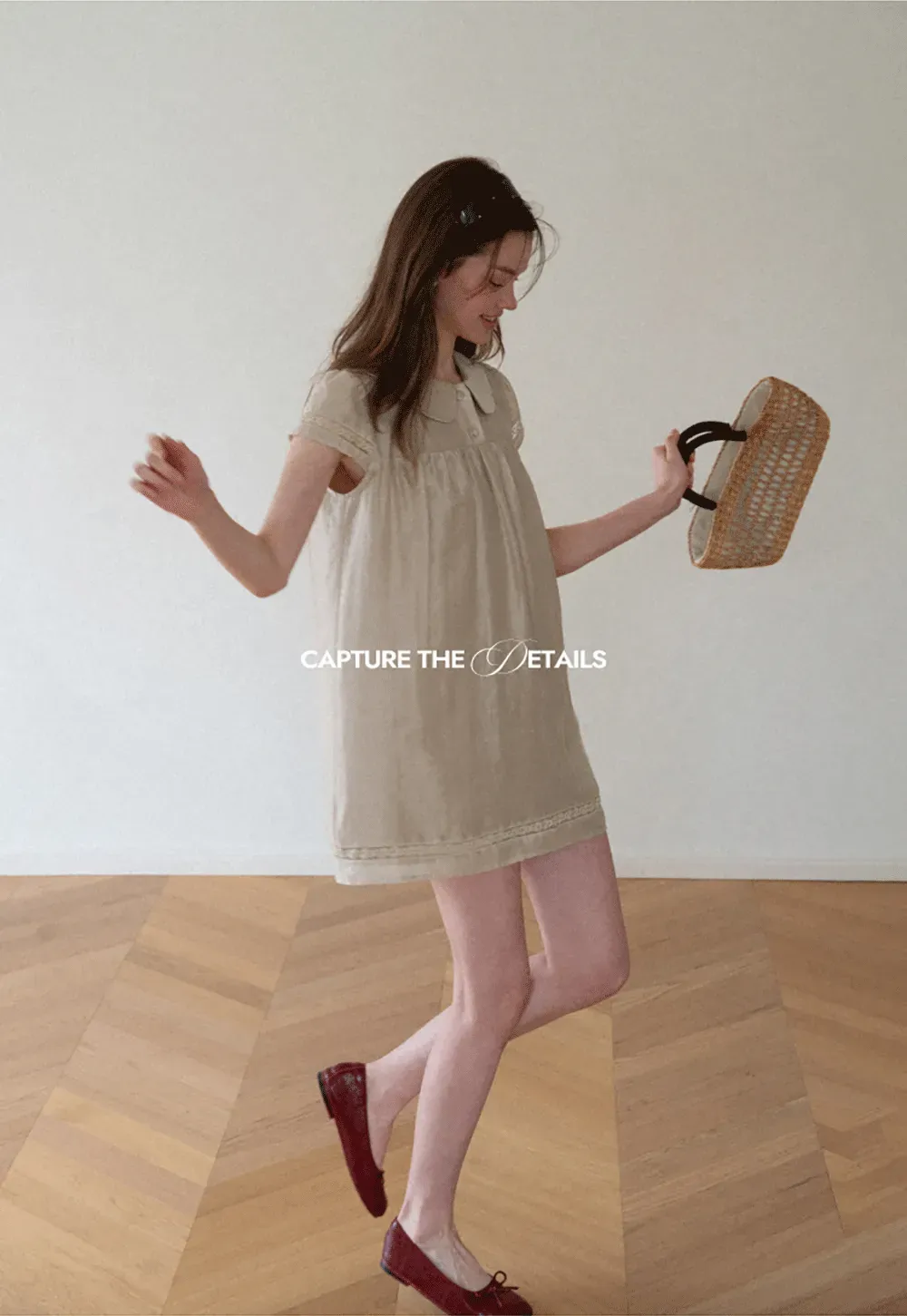 Peter Pan Collar Lace Trim Short Sleeve Dress