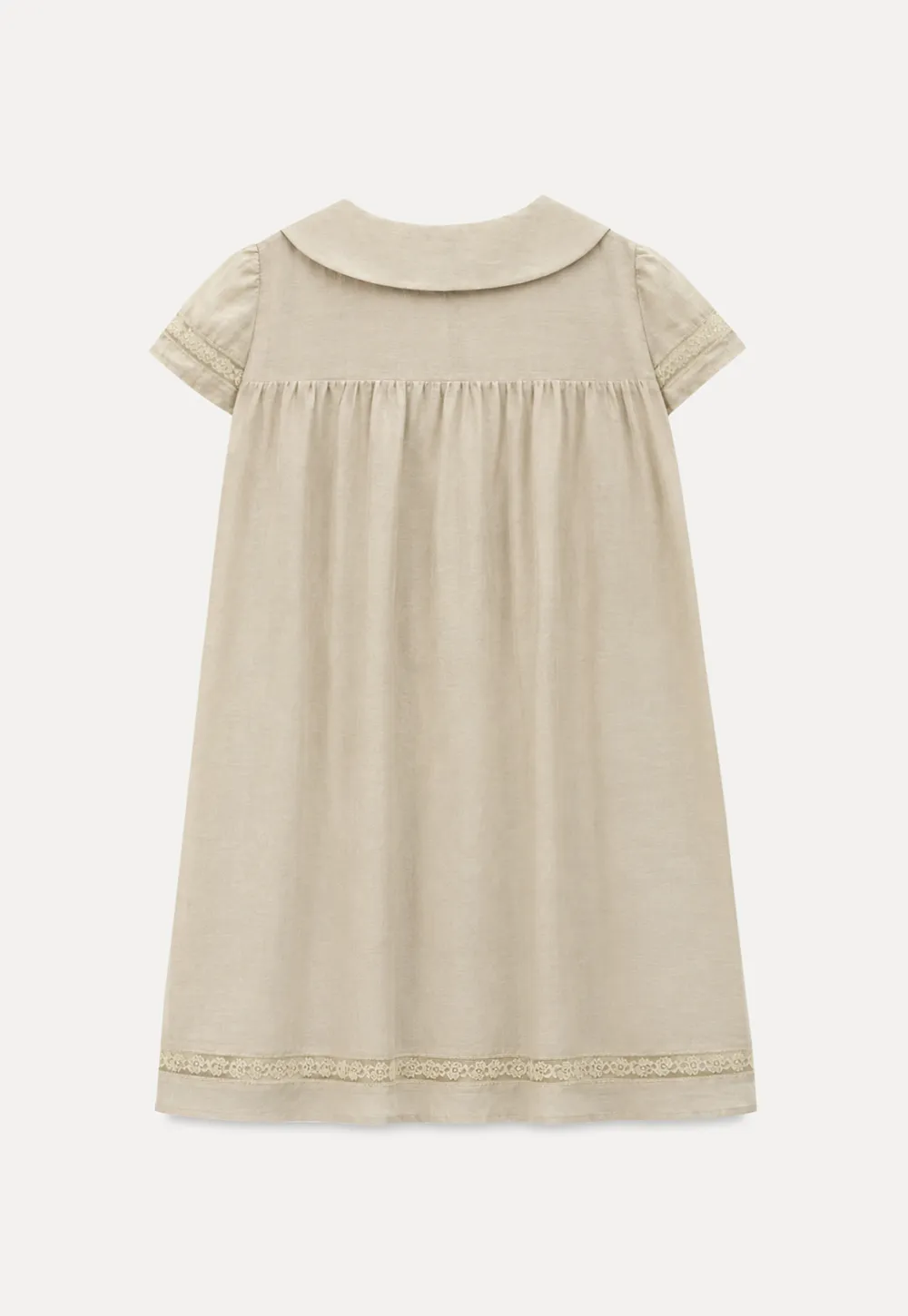 Peter Pan Collar Lace Trim Short Sleeve Dress