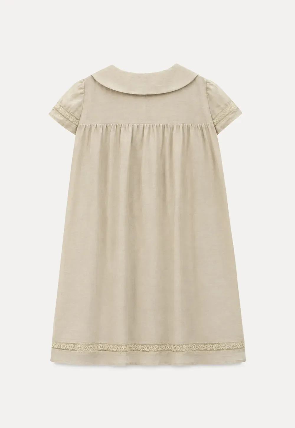 Peter Pan Collar Lace Trim Short Sleeve Dress
