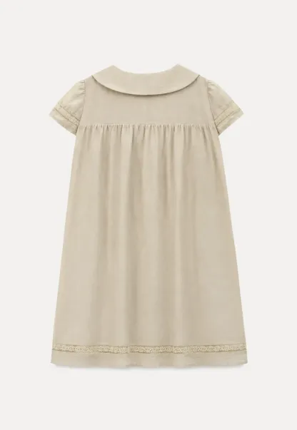 Peter Pan Collar Lace Trim Short Sleeve Dress