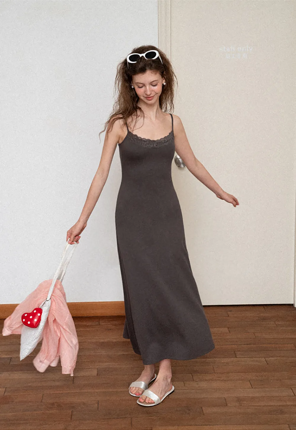 Lace Trim Spaghetti Strap Maxi Dress