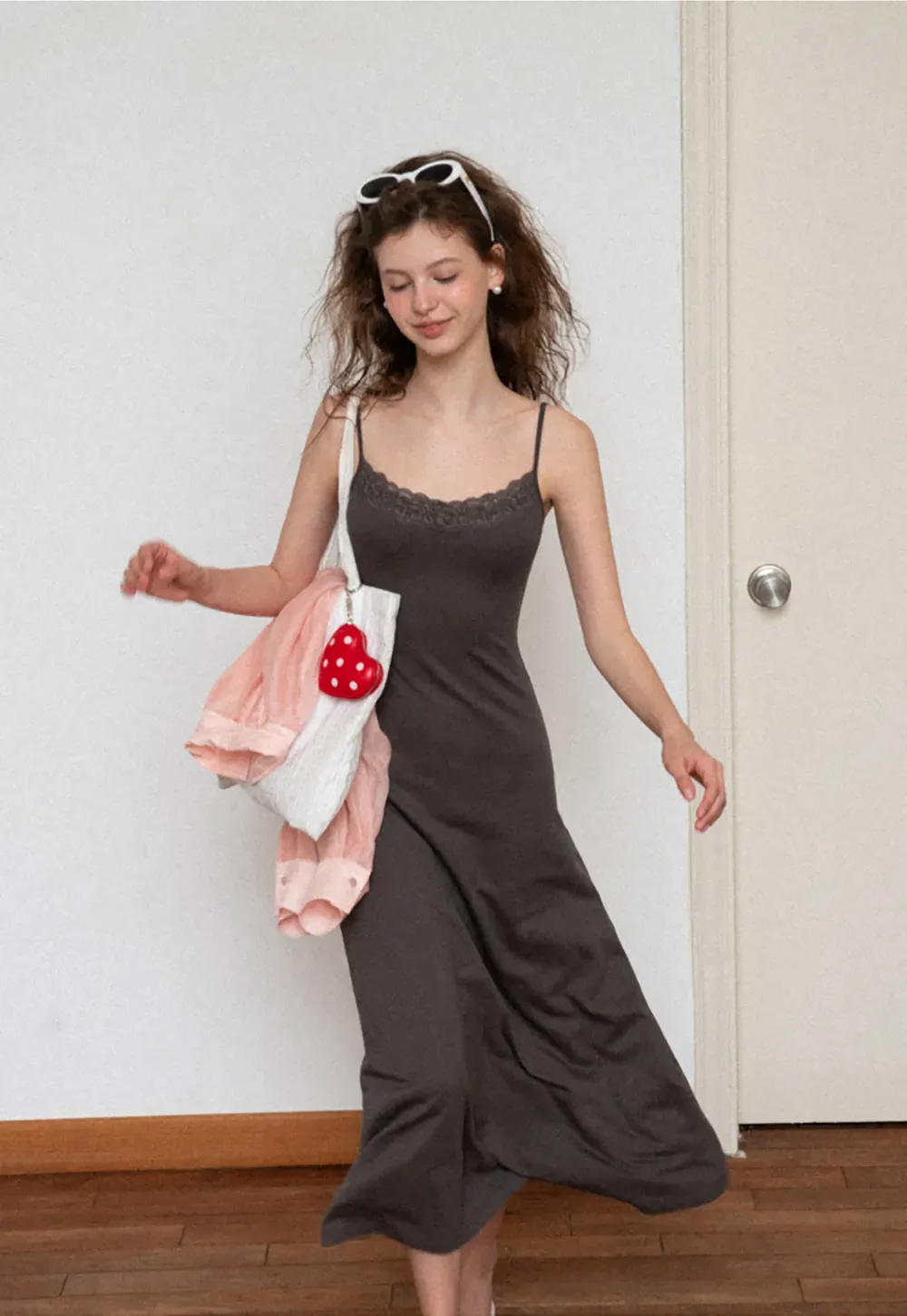 Lace Trim Spaghetti Strap Maxi Dress