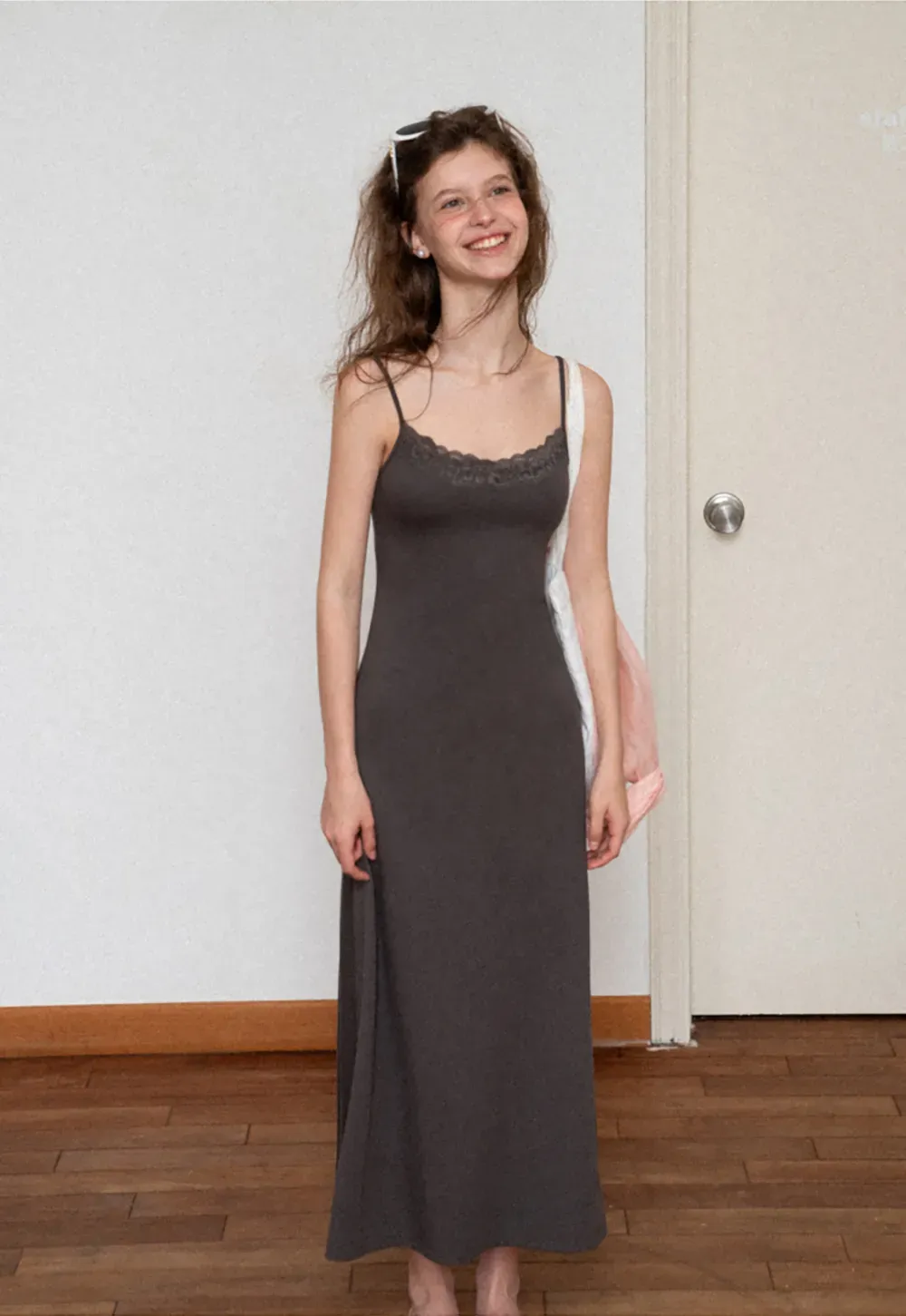 Lace Trim Spaghetti Strap Maxi Dress