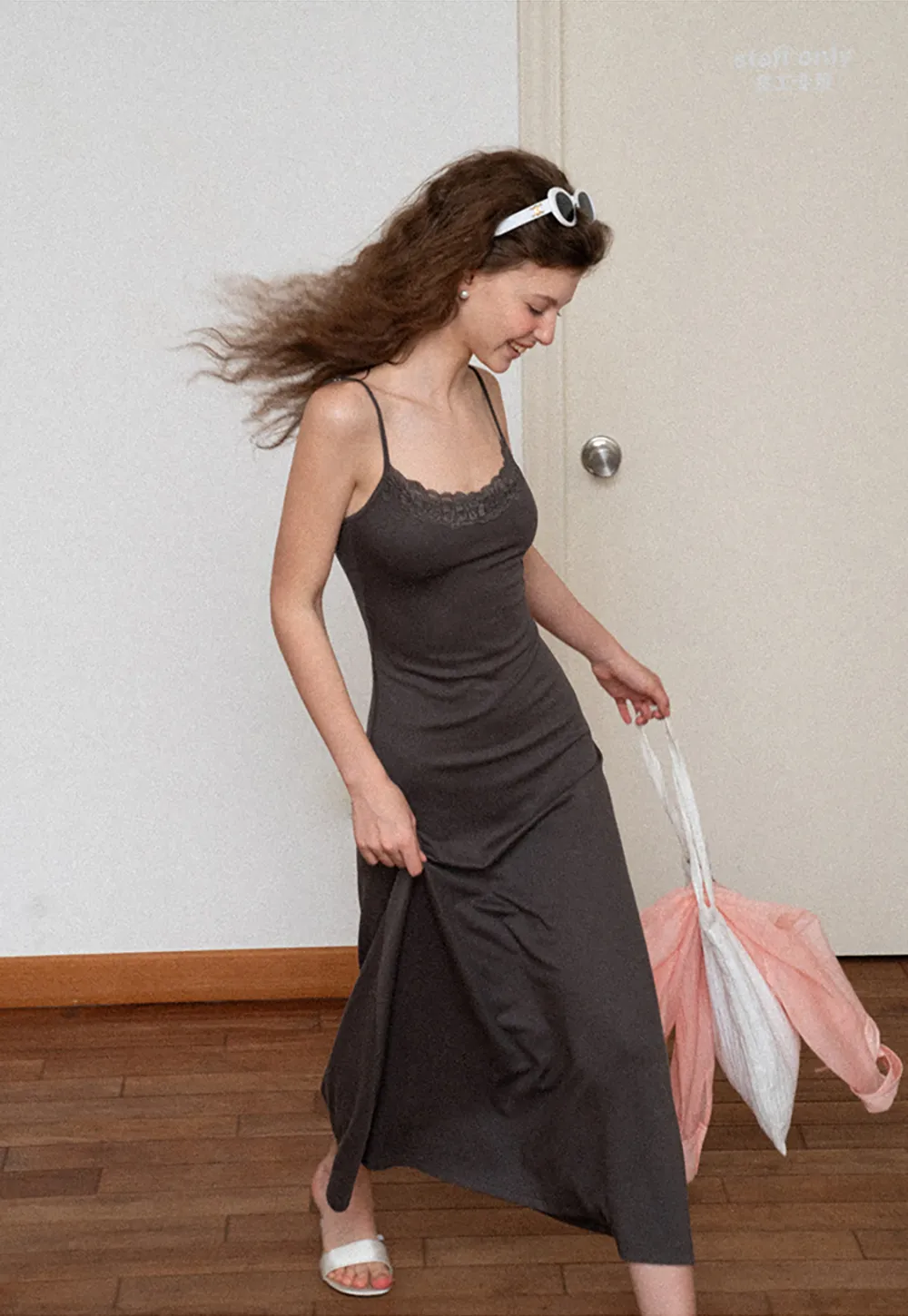Lace Trim Spaghetti Strap Maxi Dress