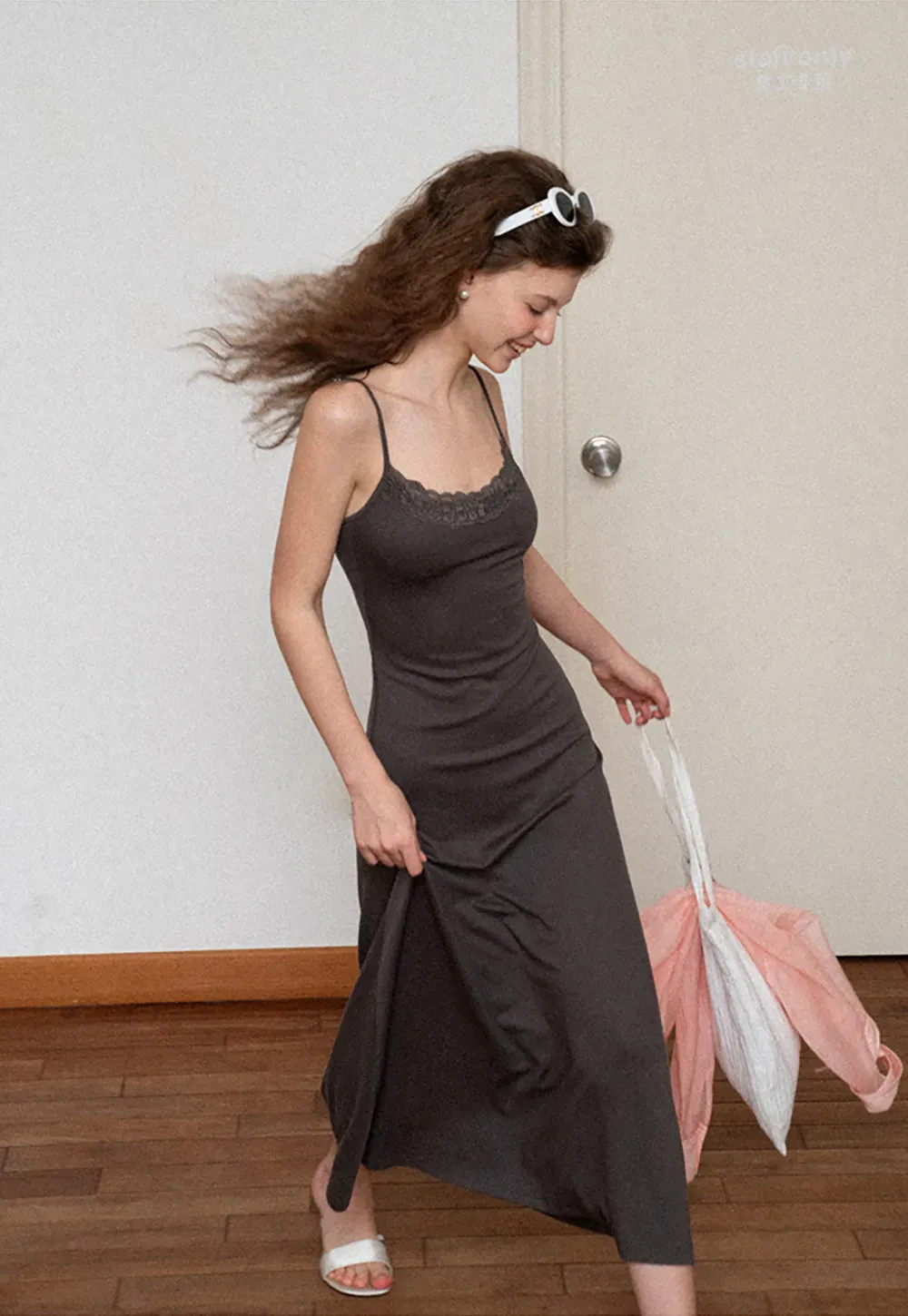 Lace Trim Spaghetti Strap Maxi Dress