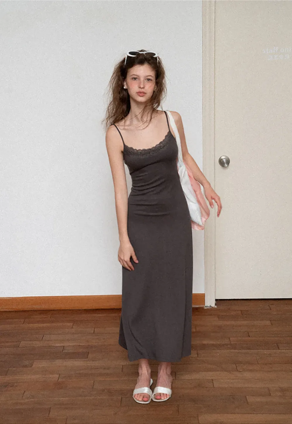 Lace Trim Spaghetti Strap Maxi Dress