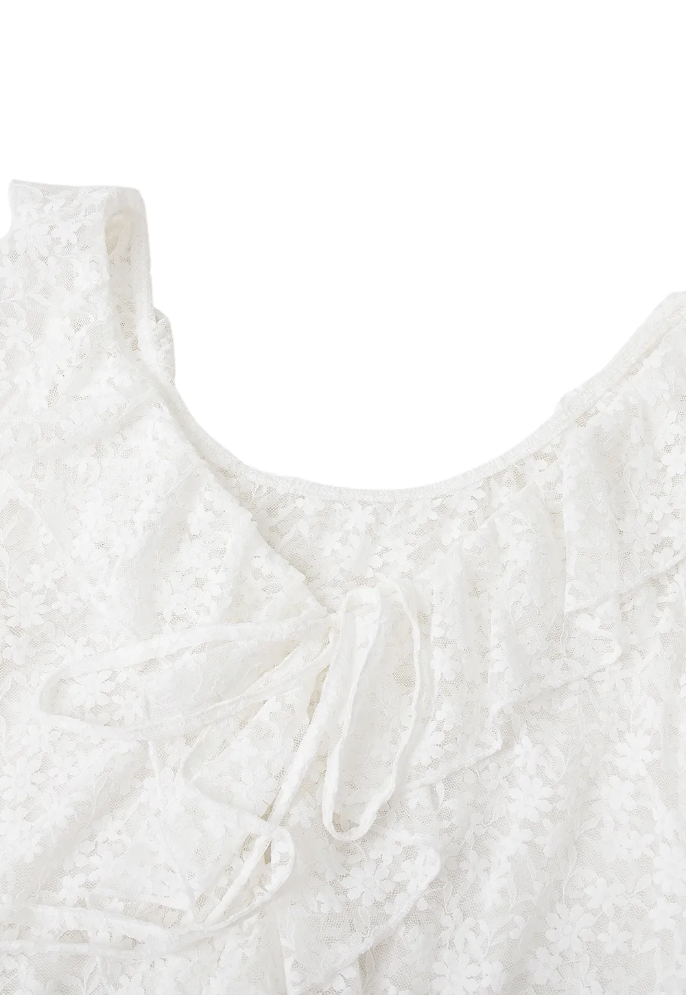Lace V Neck Asymmetrical Hem Sleeveless Dress