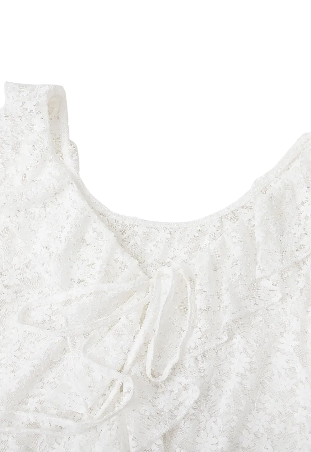 Lace V Neck Asymmetrical Hem Sleeveless Dress