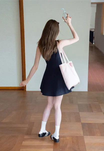Collar Trim Sleeveless A-Line Dress
