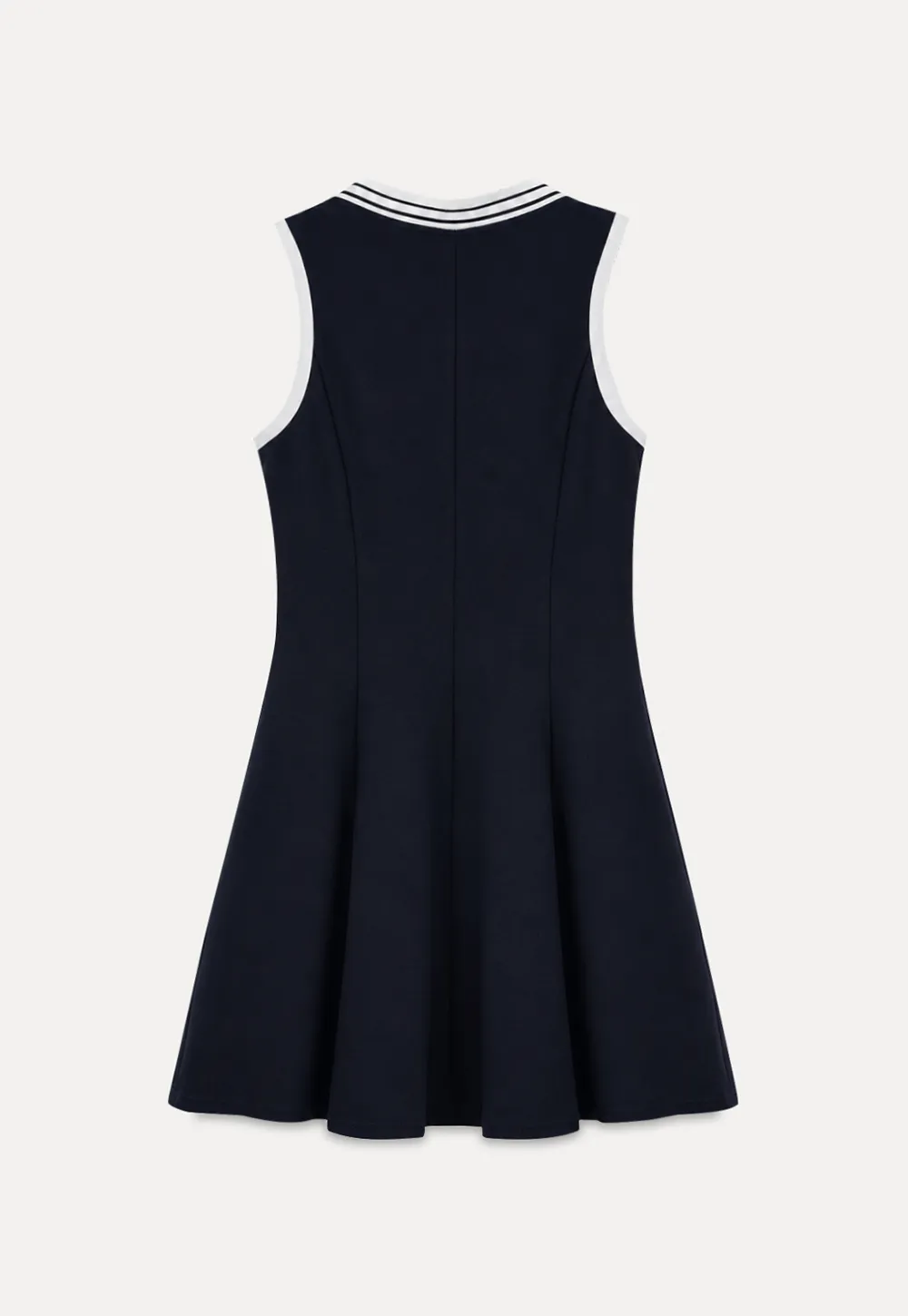 Collar Trim Sleeveless A-Line Dress