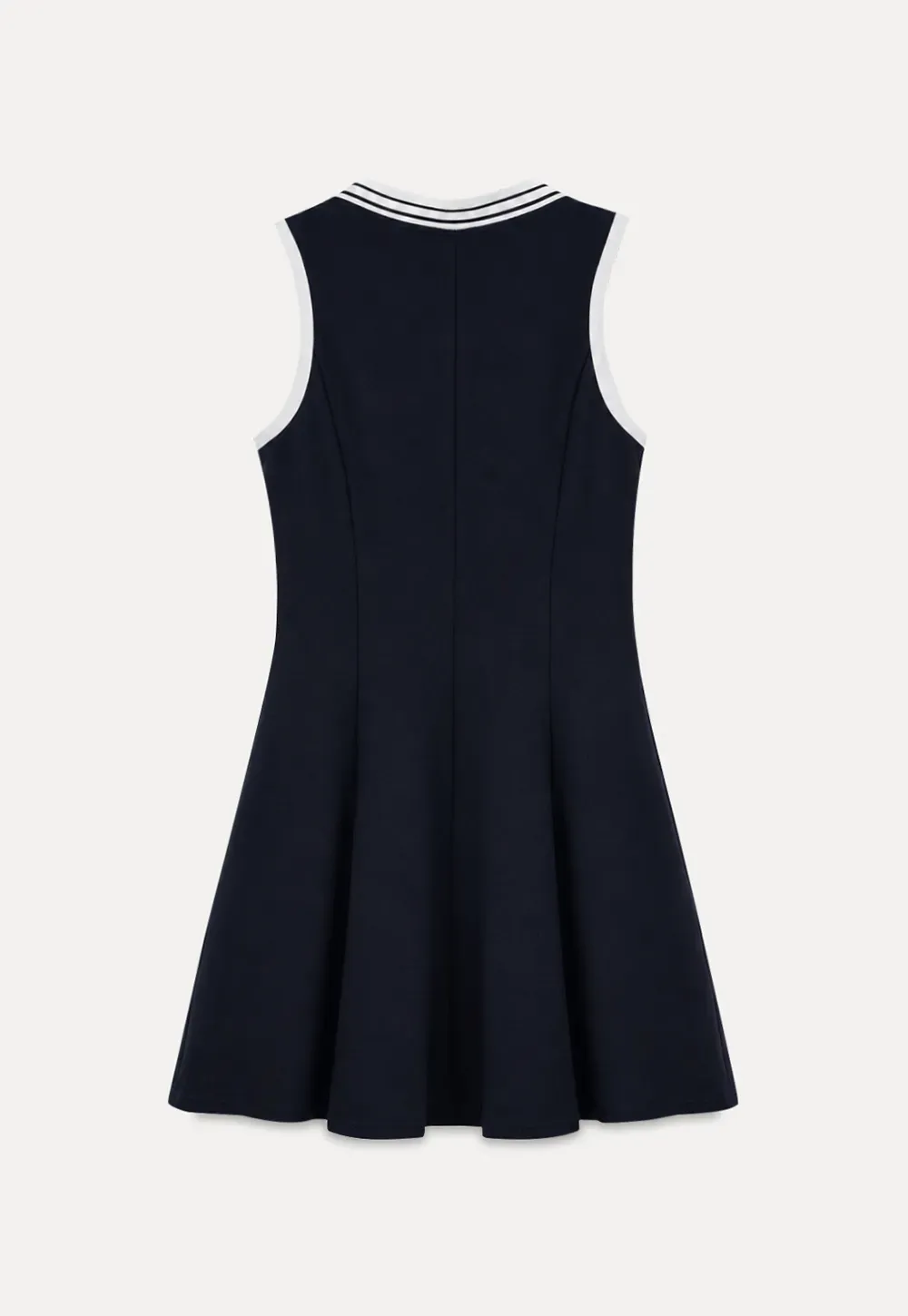 Collar Trim Sleeveless A-Line Dress