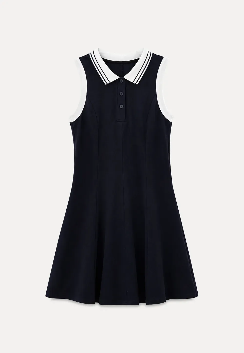 Collar Trim Sleeveless A-Line Dress