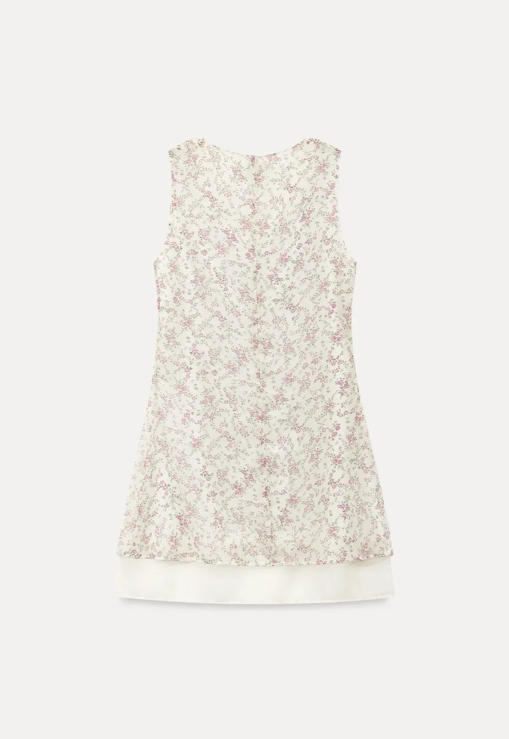 Floral Print V Neck Sleeveless Dress With Layered Hem