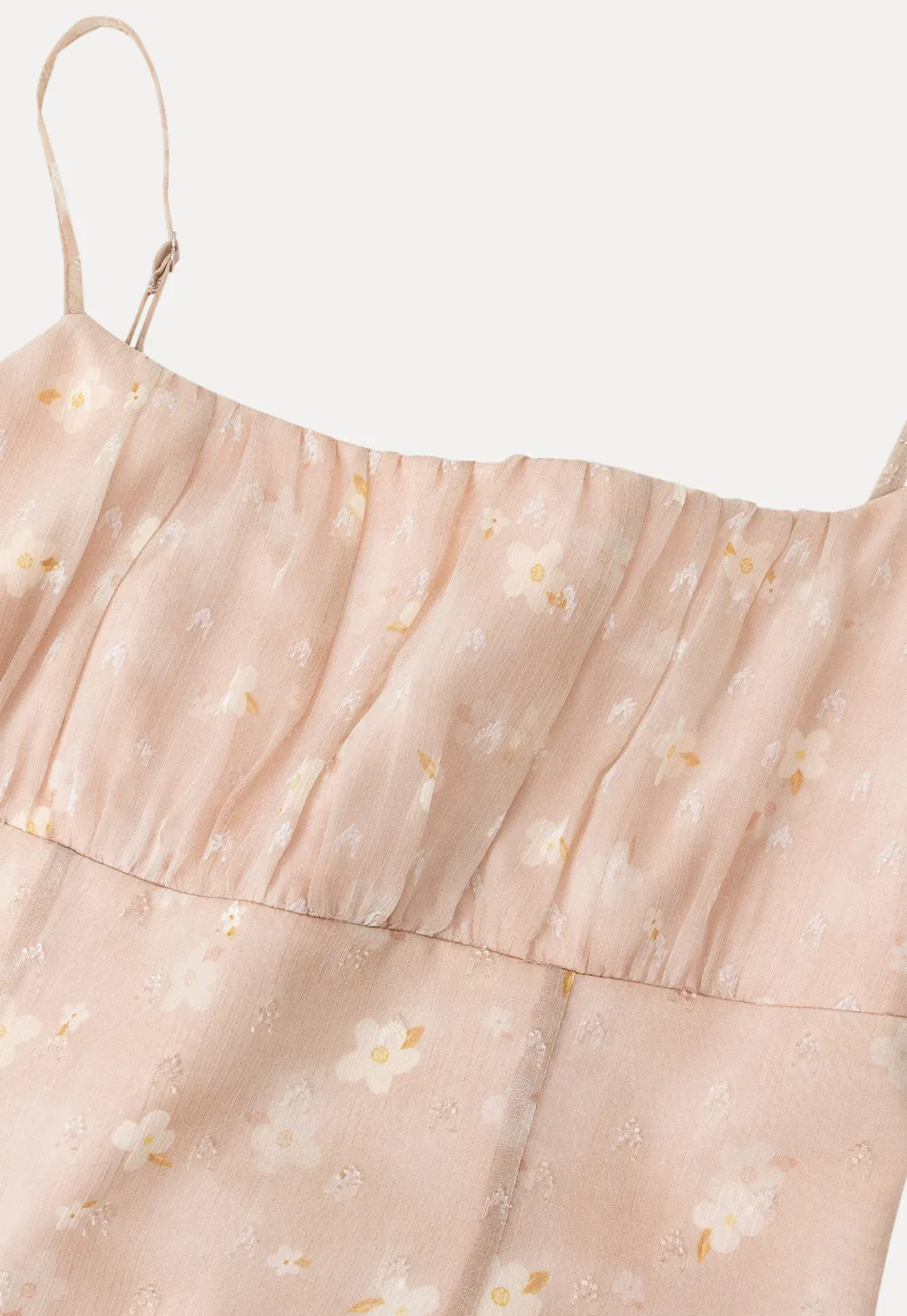 Square Neck Strappy Floral Print Midi Dress