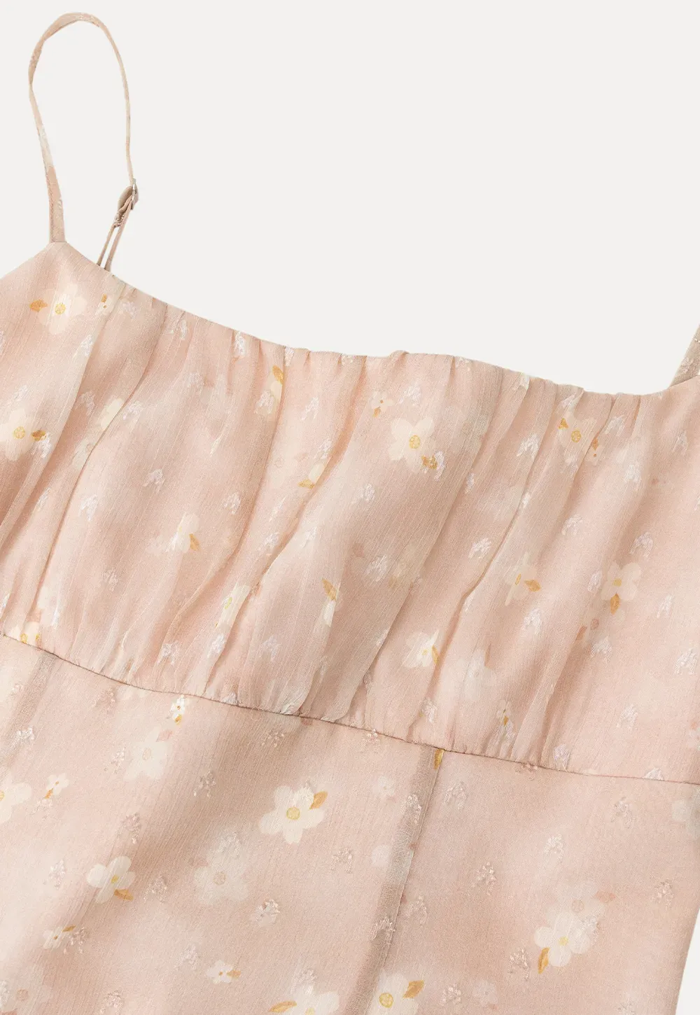 Square Neck Strappy Floral Print Midi Dress