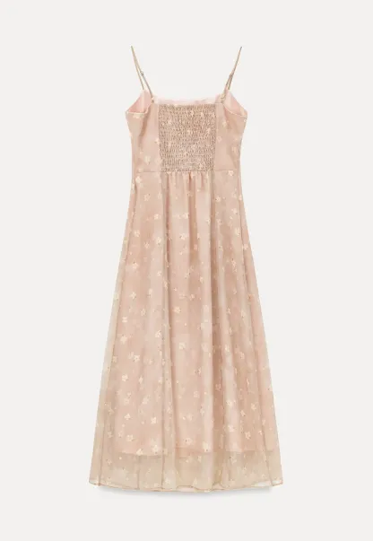 Square Neck Strappy Floral Print Midi Dress