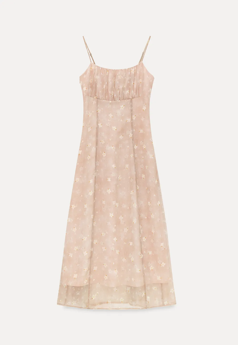 Square Neck Strappy Floral Print Midi Dress