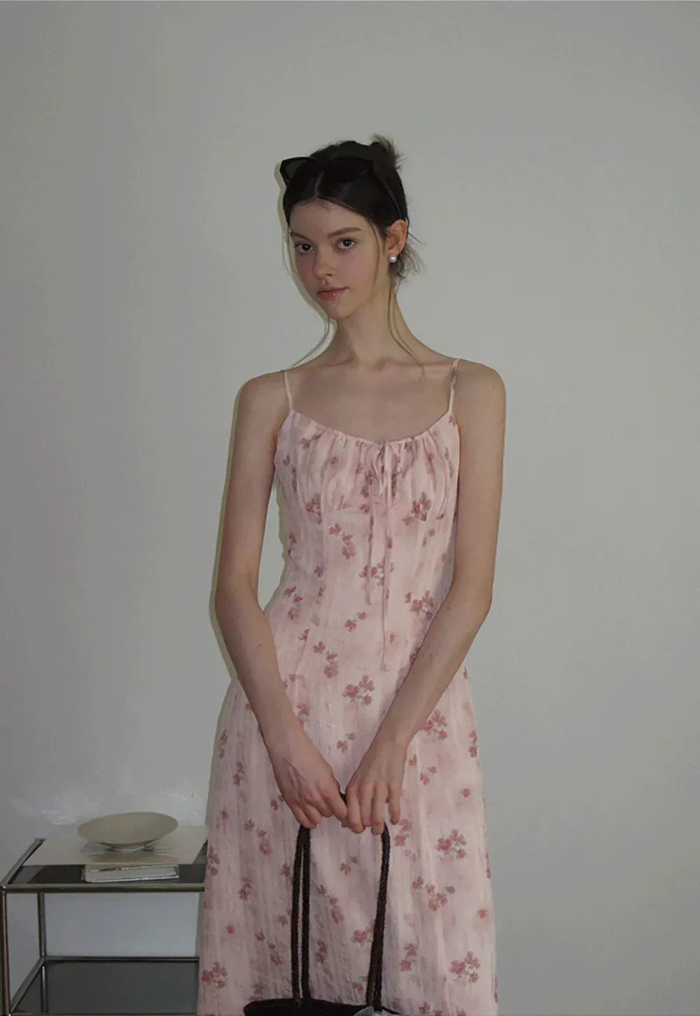 Floral Print Sleeveless Midi Dress with Adjustable Straps