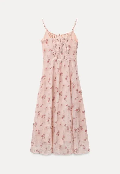 Floral Print Sleeveless Midi Dress with Adjustable Straps