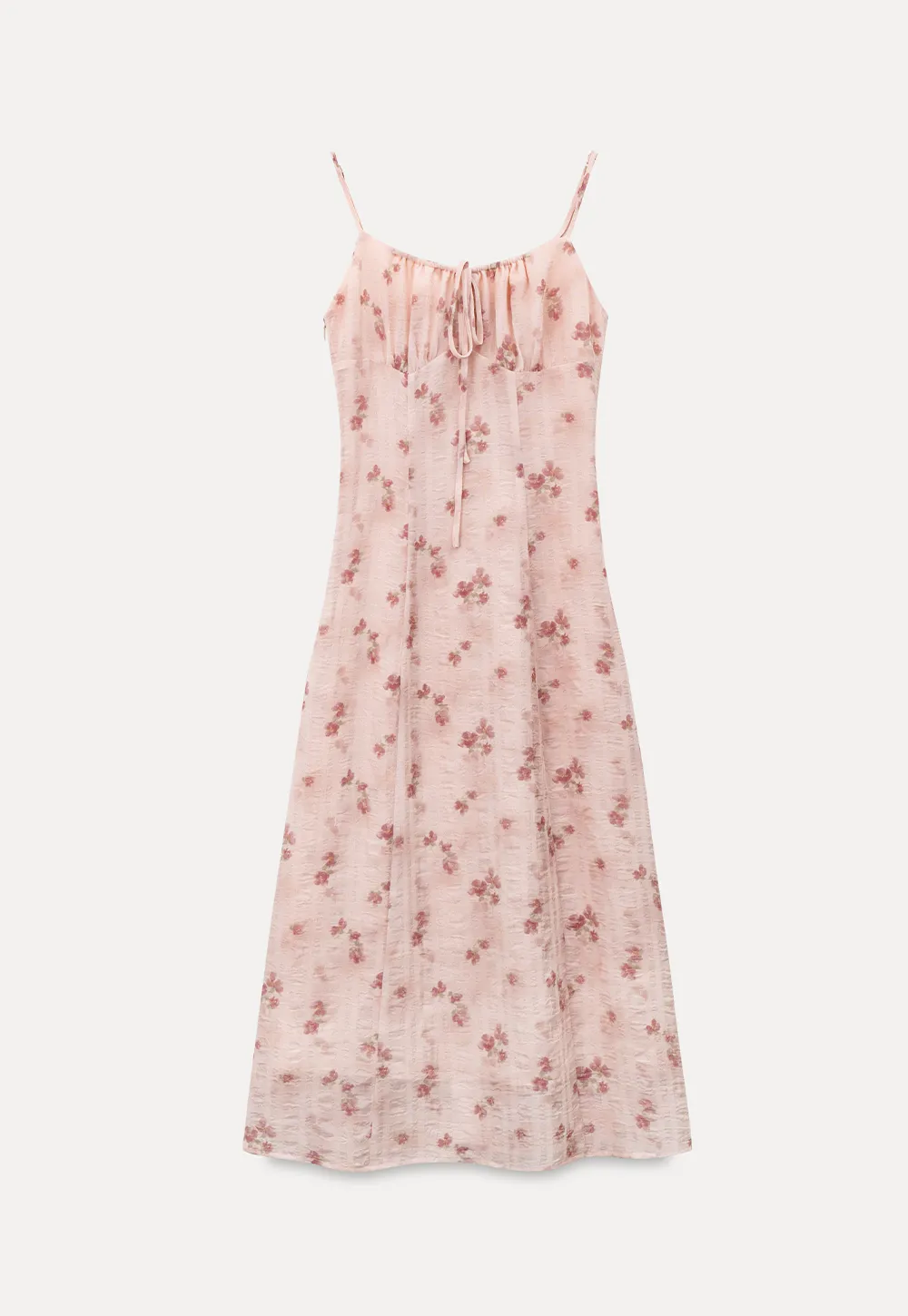 Floral Print Sleeveless Midi Dress with Adjustable Straps