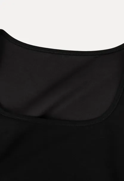 Square Neck Short Sleeve Tie Detail Dress