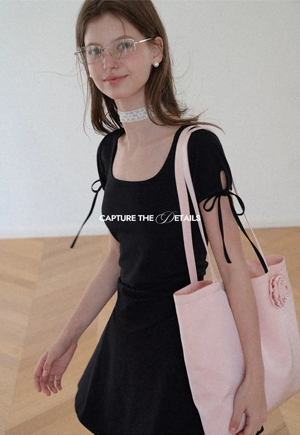 Square Neck Short Sleeve Tie Detail Dress