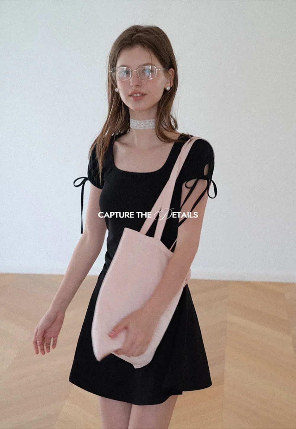 Square Neck Short Sleeve Tie Detail Dress