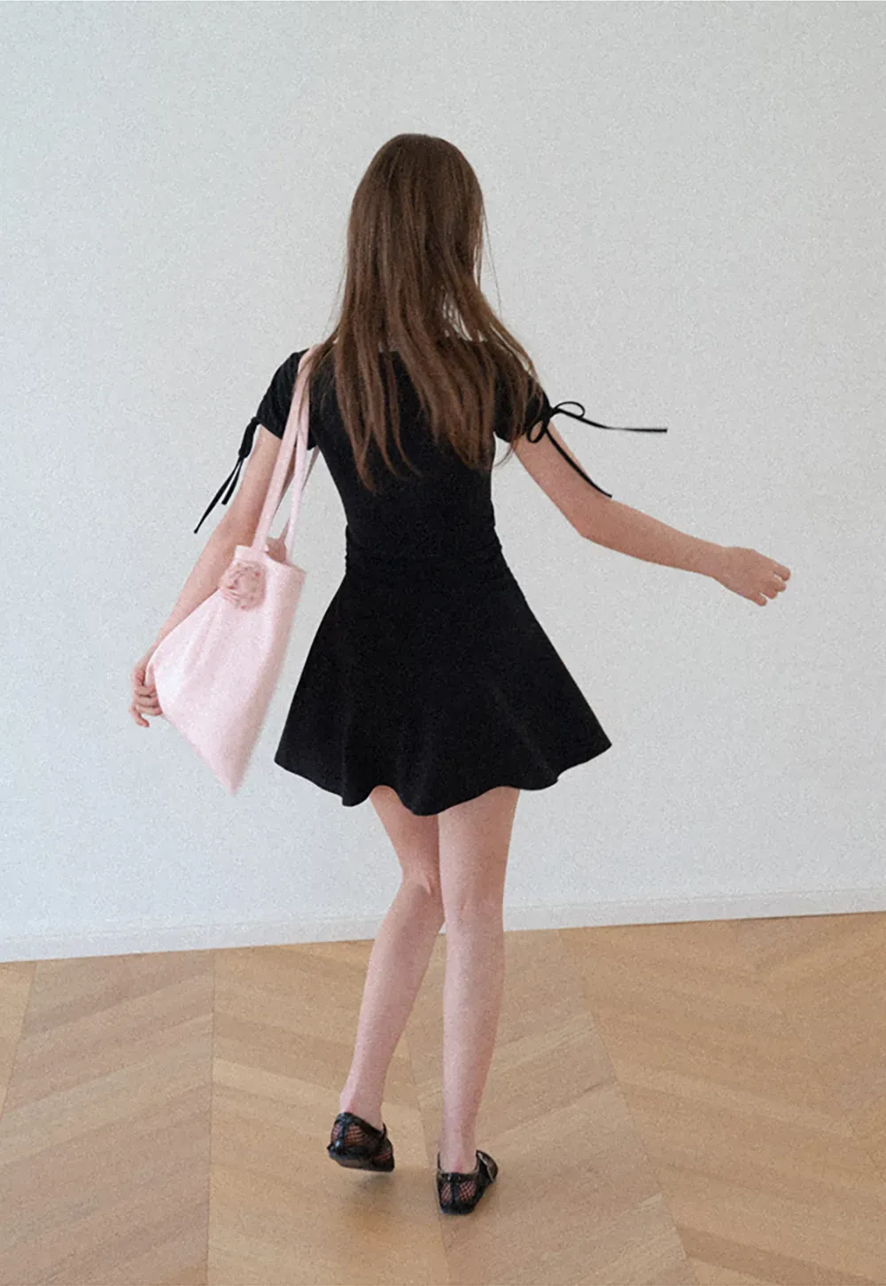 Square Neck Short Sleeve Tie Detail Dress
