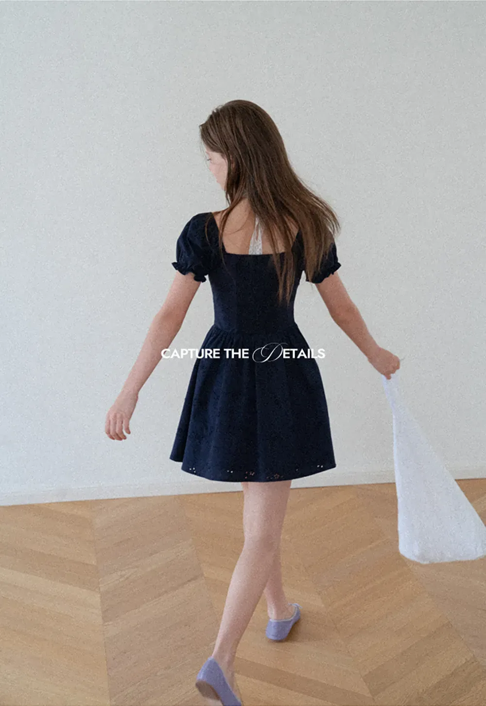 Drawstring Neckline Flared Mini Dress