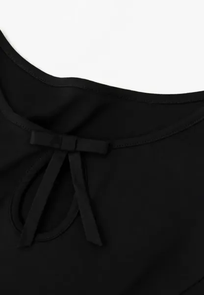 Square Neck Keyhole Puff Sleeve A Line Dress