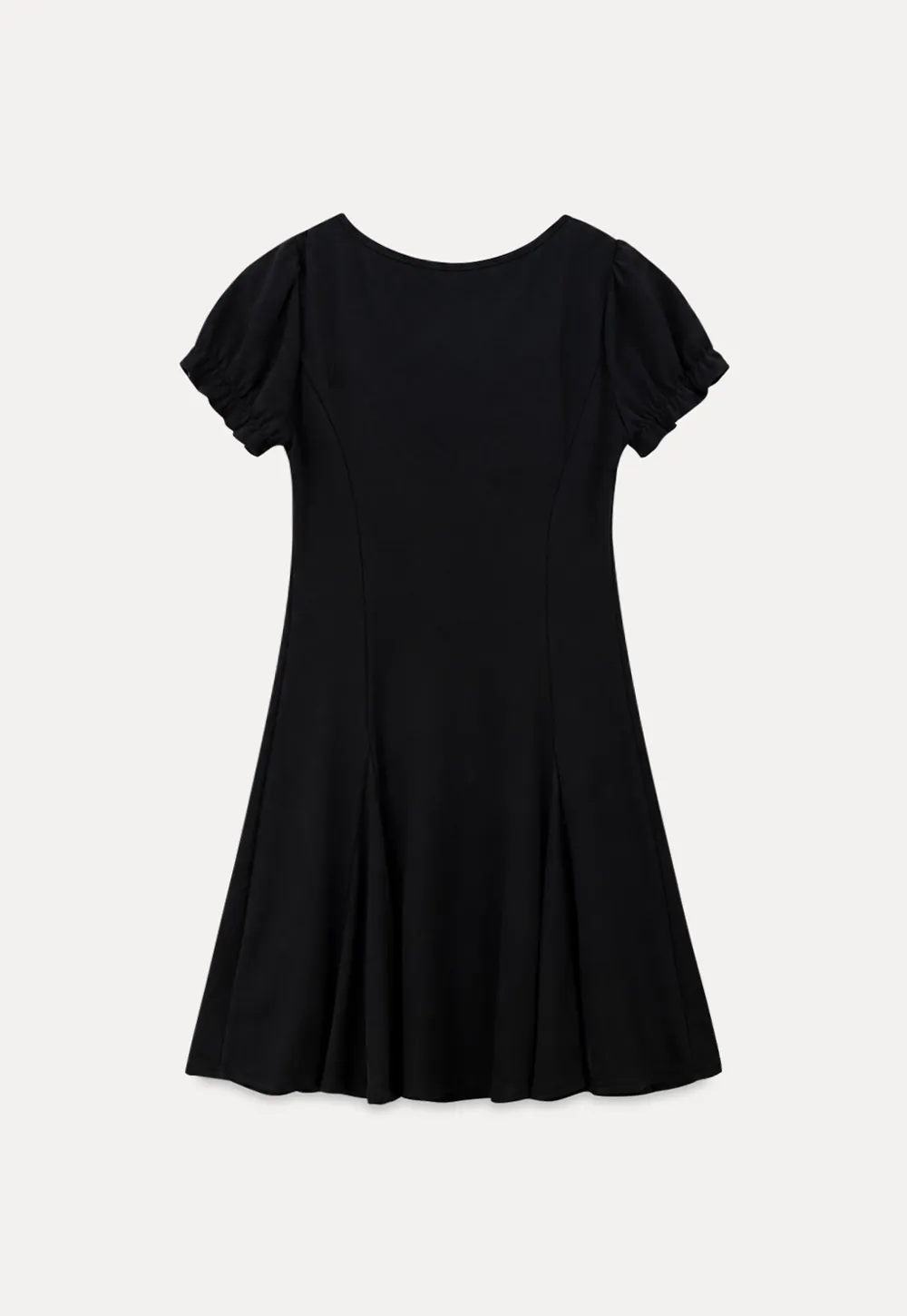 Square Neck Keyhole Puff Sleeve A Line Dress