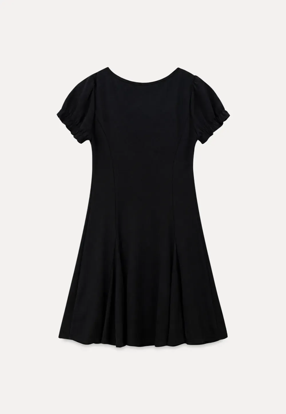 Square Neck Keyhole Puff Sleeve A Line Dress