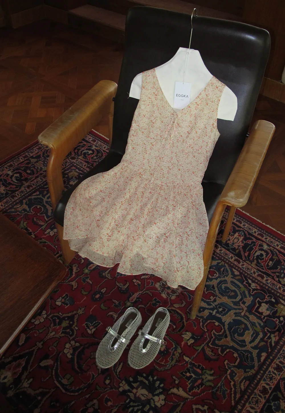 V Neck Sleeveless Floral Print A Line Dress
