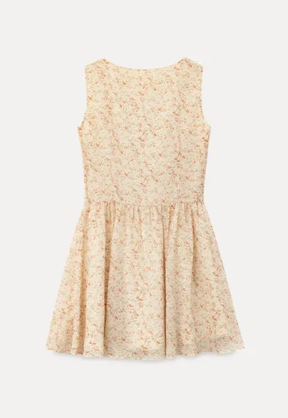 V Neck Sleeveless Floral Print A Line Dress