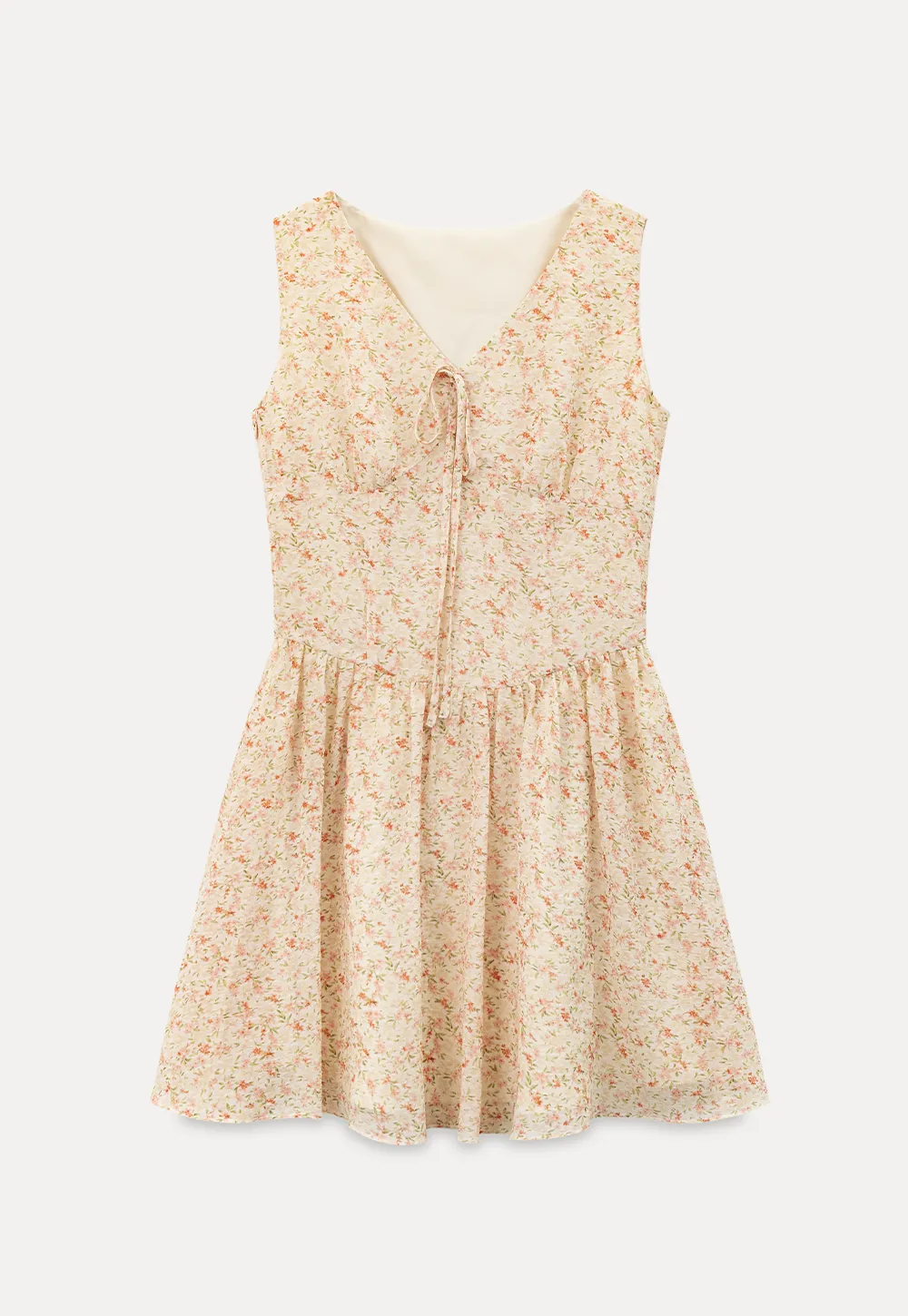 V Neck Sleeveless Floral Print A Line Dress