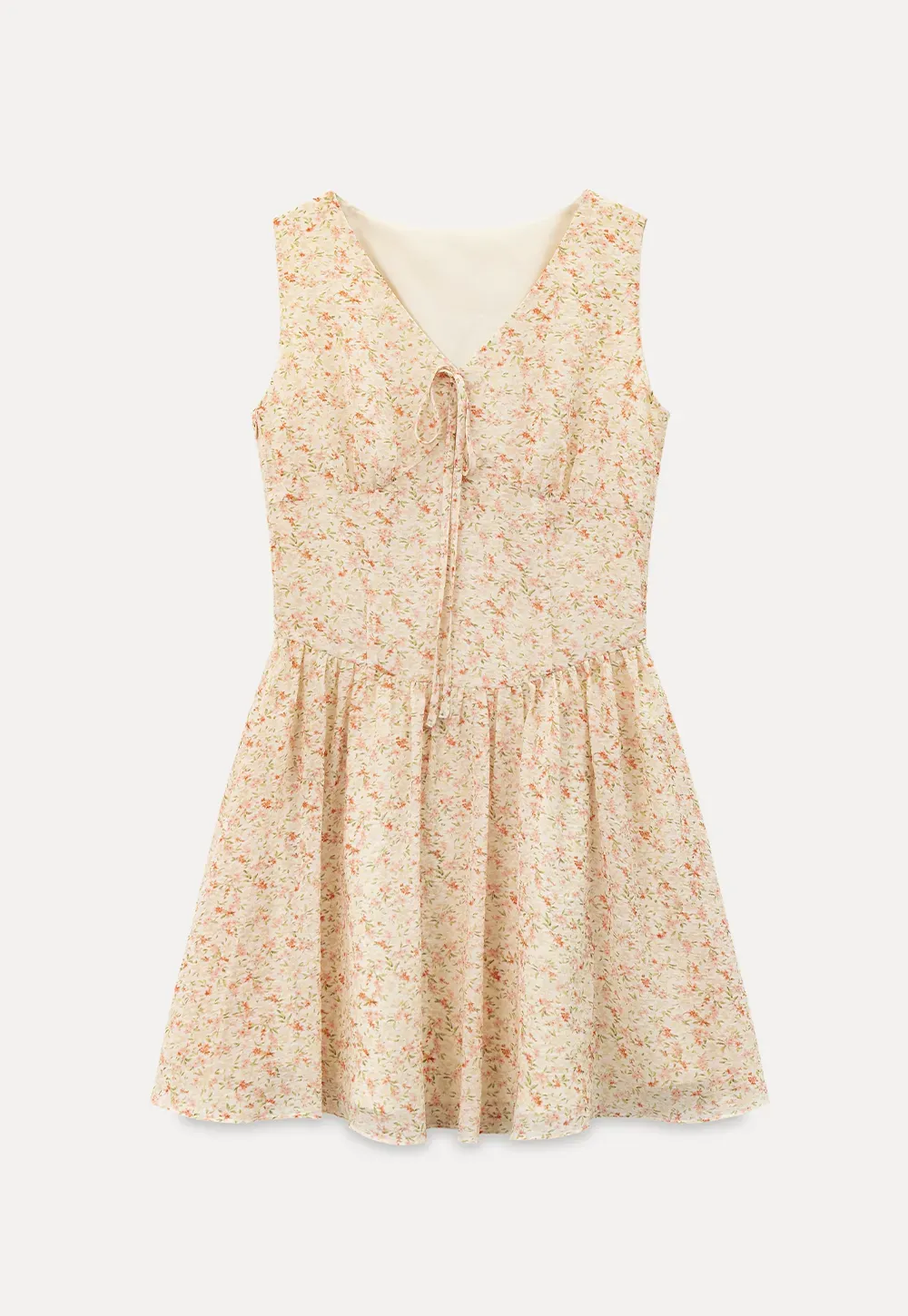V Neck Sleeveless Floral Print A Line Dress